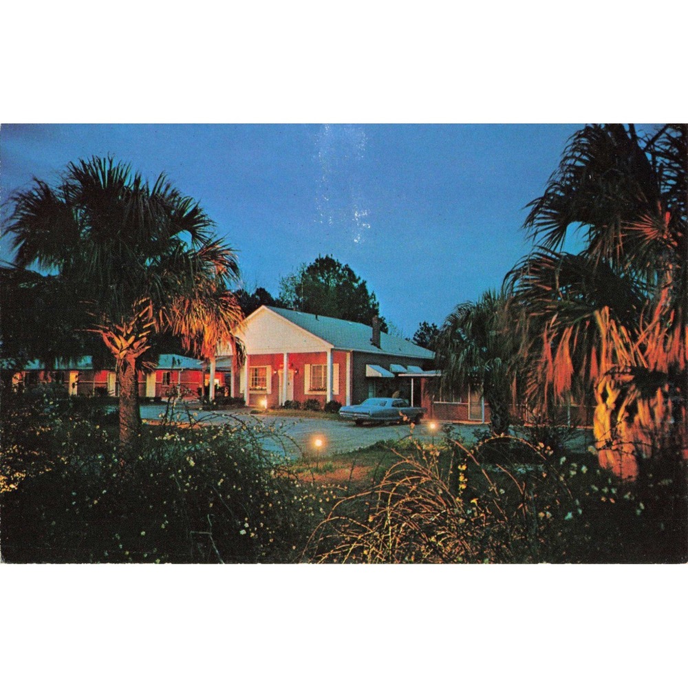 Vintage Lin-Dell Motel Postcard Hardeeville South Carolina SC Night View AAA - Picture 1 of 2